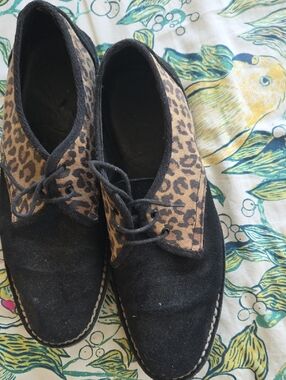 Men's Black and Leopard Casual Lace-Up Shoes